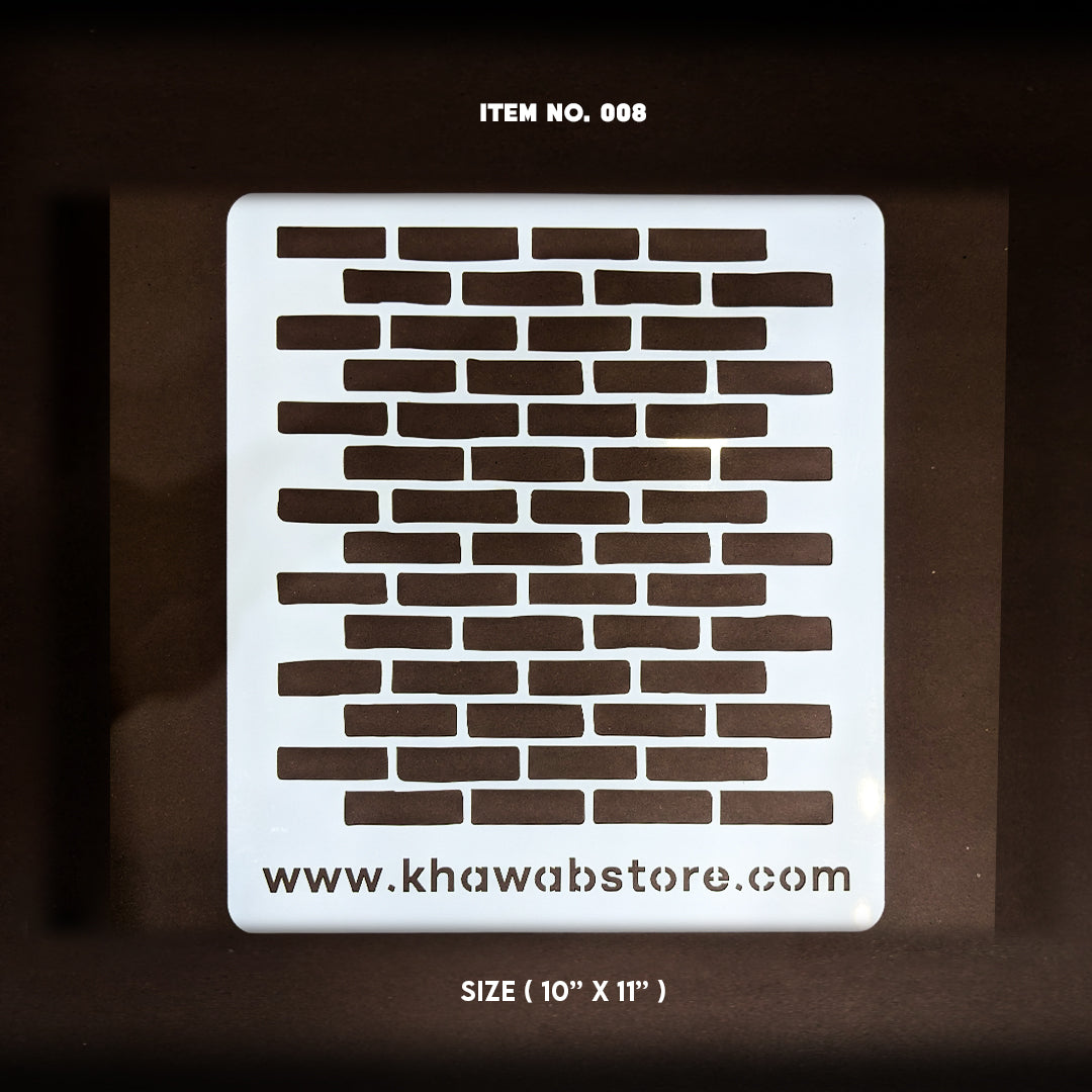 Classic Brick Wall Reusable Stencil – Item 008 (10" × 11")