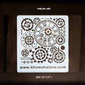 Clock Gears Reusable Stencil – Item 009 (10" × 11")