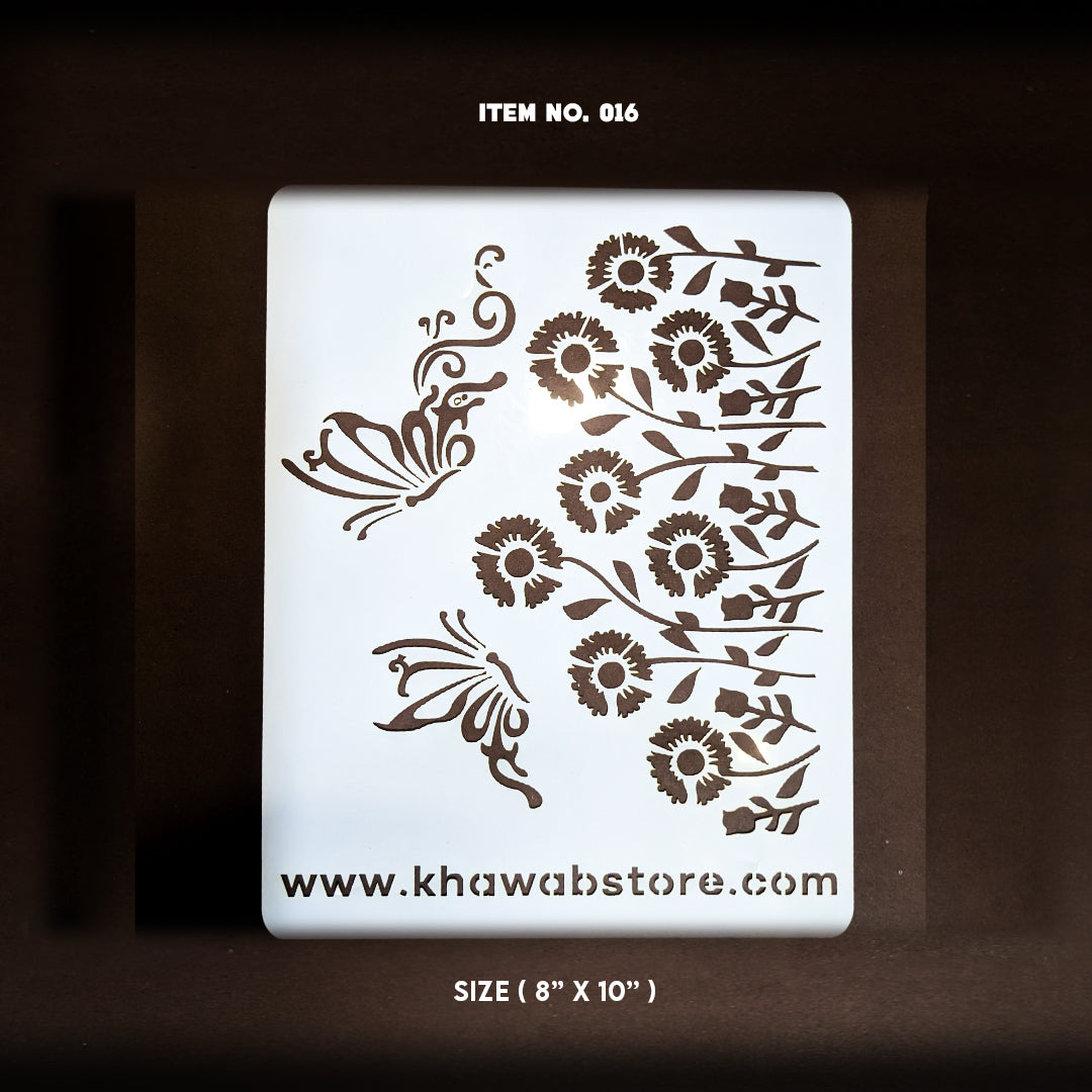 Floral Butterfly Stencil Item 016 (8" × 10")