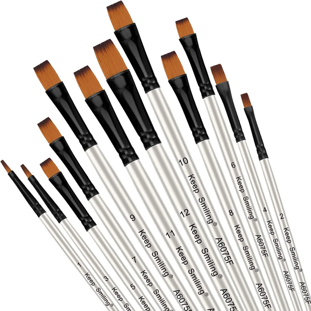 Keep Smiling Professional Flat Tip Paint Brush Pack Of 10