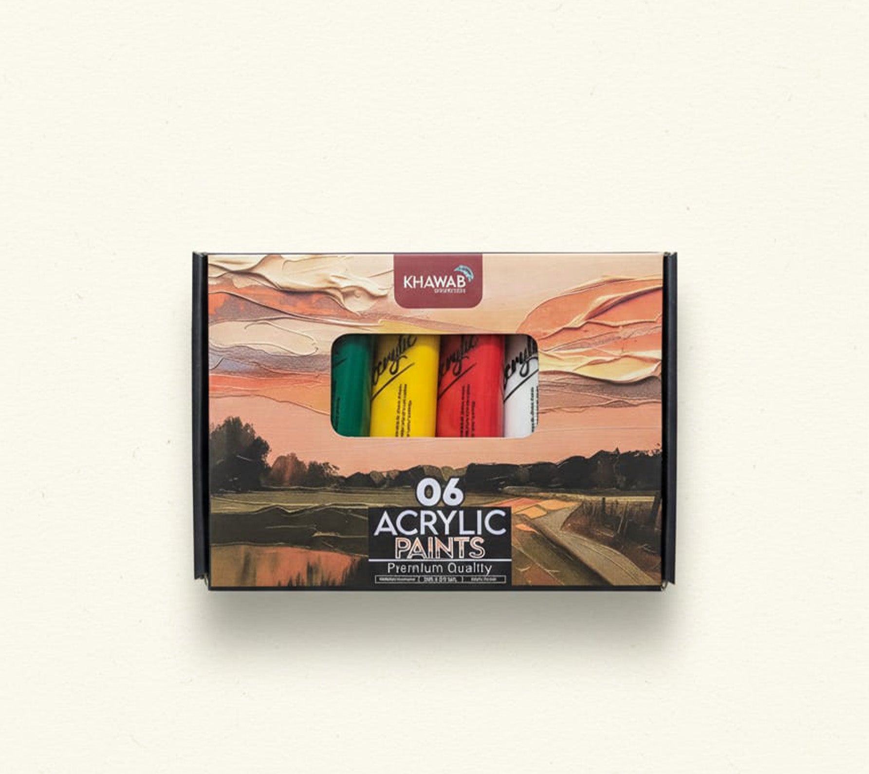 Khawab Acrylic Paints Set 6 Basic Colors 75ml Tubes