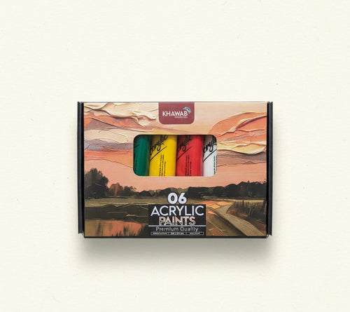 Khawab Acrylic Paints Set 6 Basic Colors 75ml Tubes