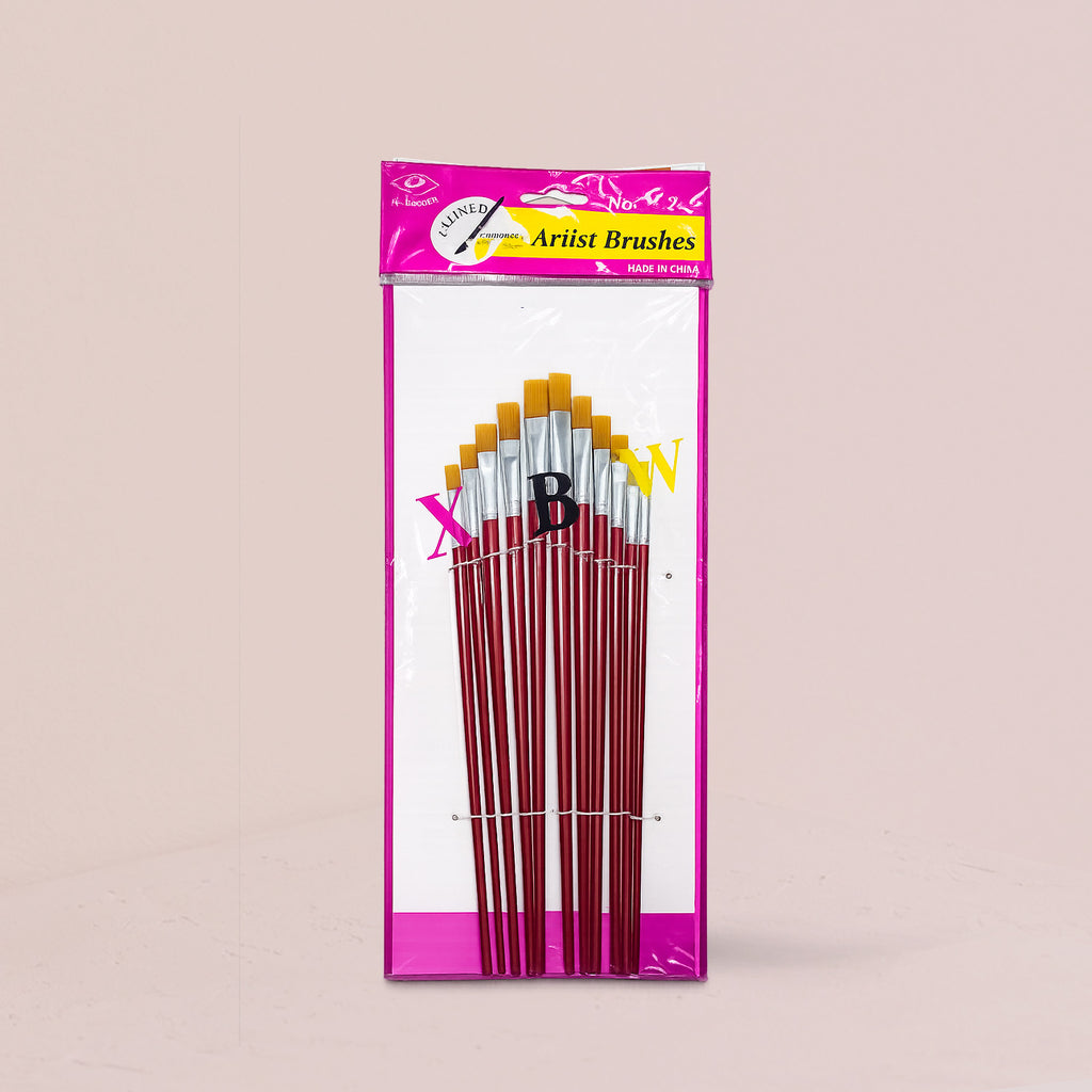 Flat Brush Red ( 12 pcs )