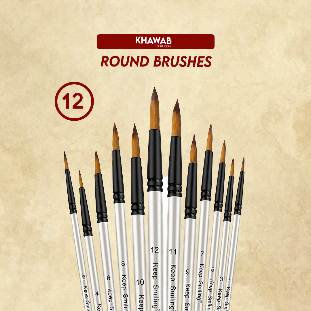 Premium Synthetic Round Art Brush for Acrylic and Watercolor Painting