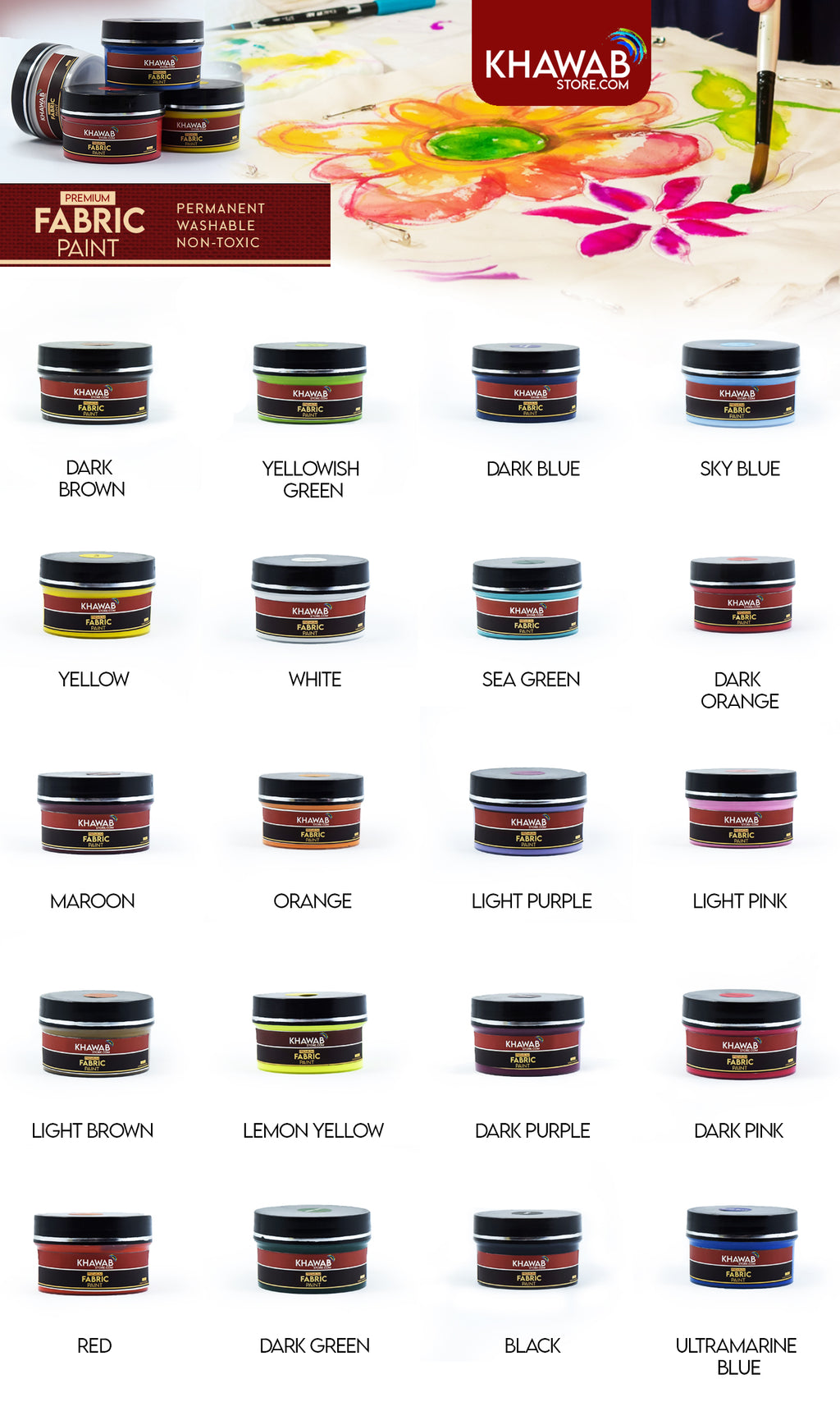Professional Fabric Paint 50ml for Textiles Denim and Canvas